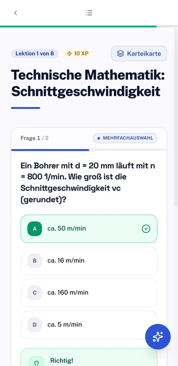 Prüfungsfrage mit sofortiger Erklärung